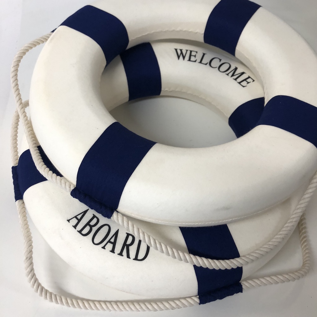BUOY, Lifering - White Navy Welcome Aboard 45cm
